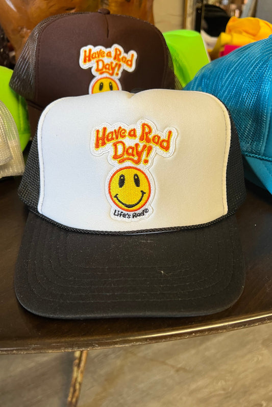 Have a Rad Day Trucker Hat - Black and White