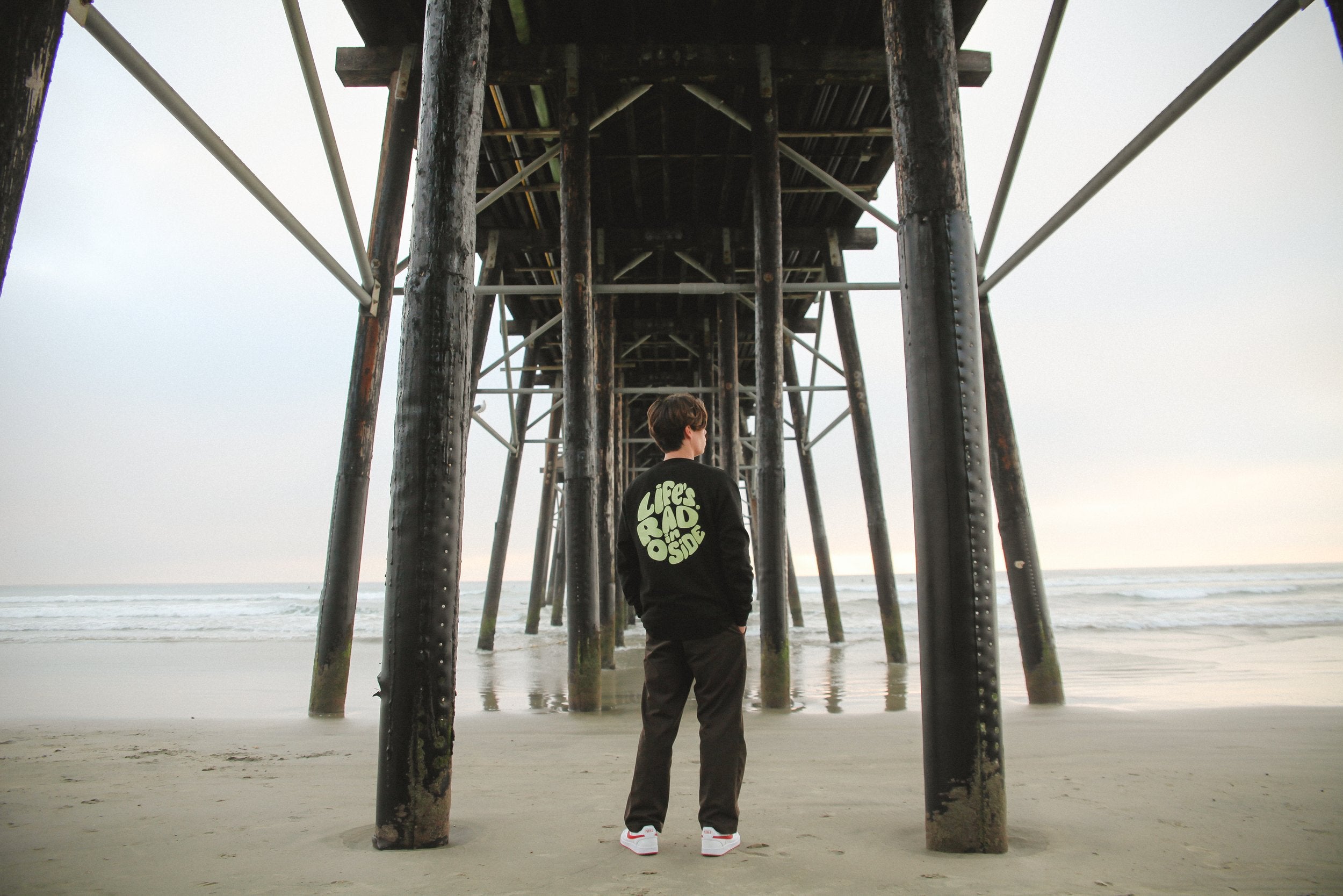 Life's Rad in O'side Long Sleeve Tee - Black - Back Lifestyle Pic